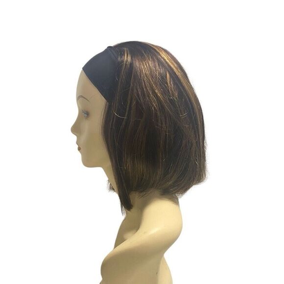 LUVME Human Hair Wig With Headband Brown With‎ Few Highlights Asymmetrical Style main image 8